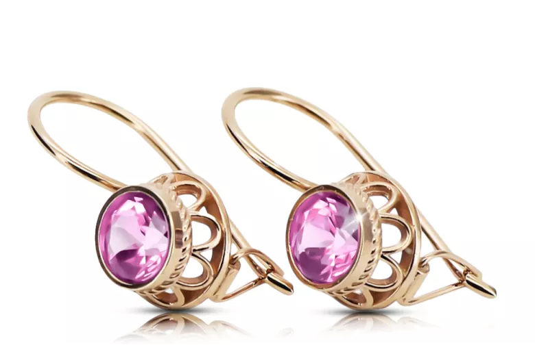 Améthyste Or rose 14 carats vintage d'origine Des boucles d'oreilles Style vintage vec117r